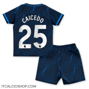 Chelsea Moises Caicedo #25 Seconda Maglia Bambino 2023-24 Manica Corta (+ Pantaloni corti)
